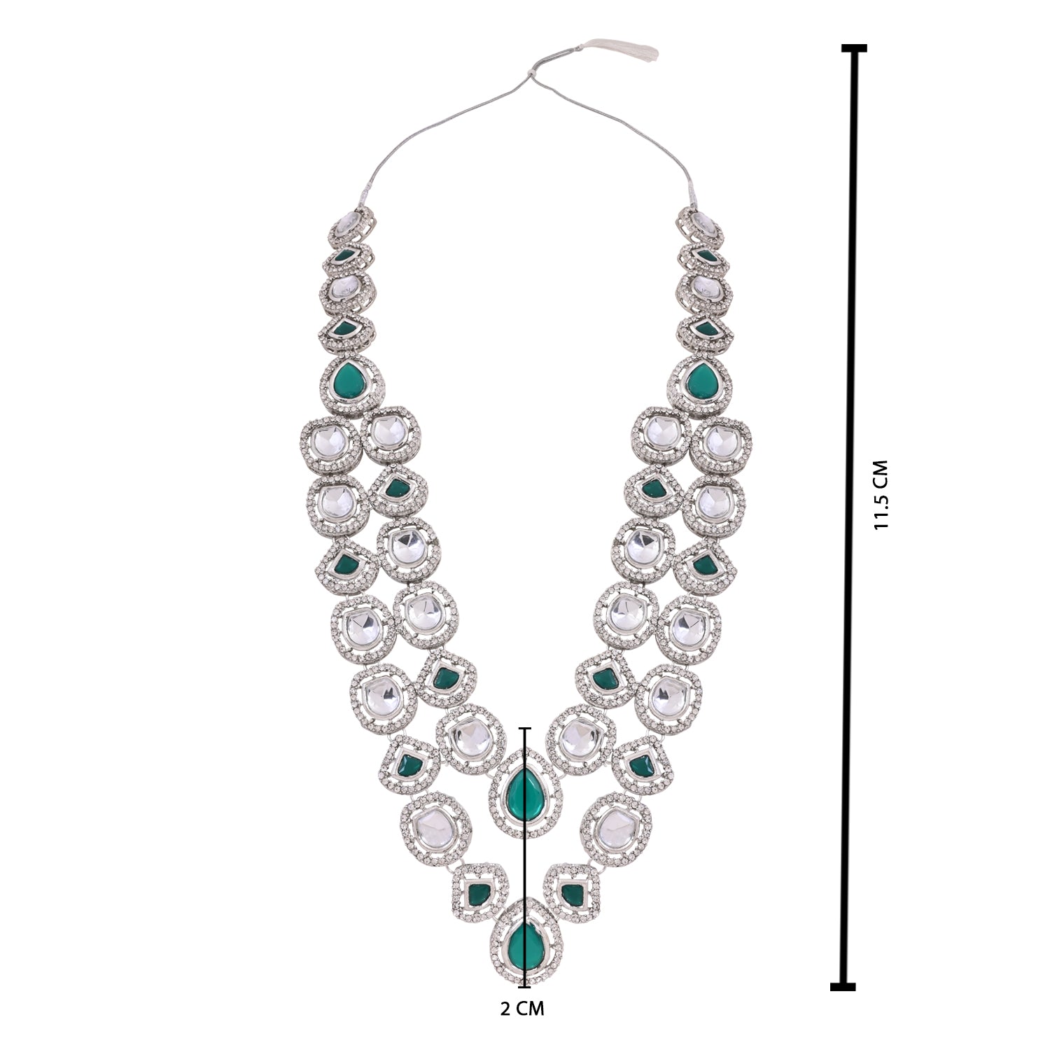 Zorav - Silver Green Kundan Mala