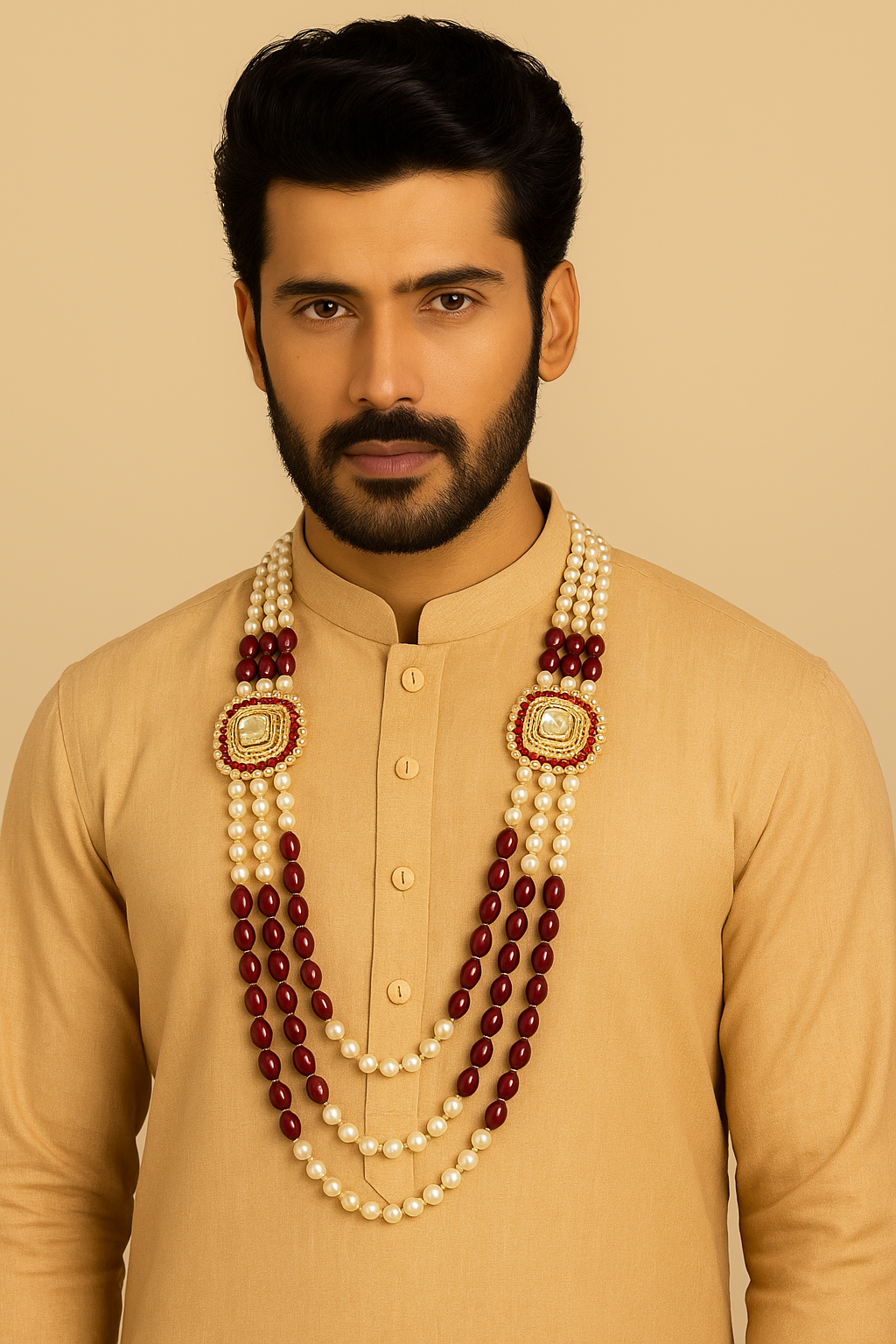 Hridaan - Maroon Necklace For Men