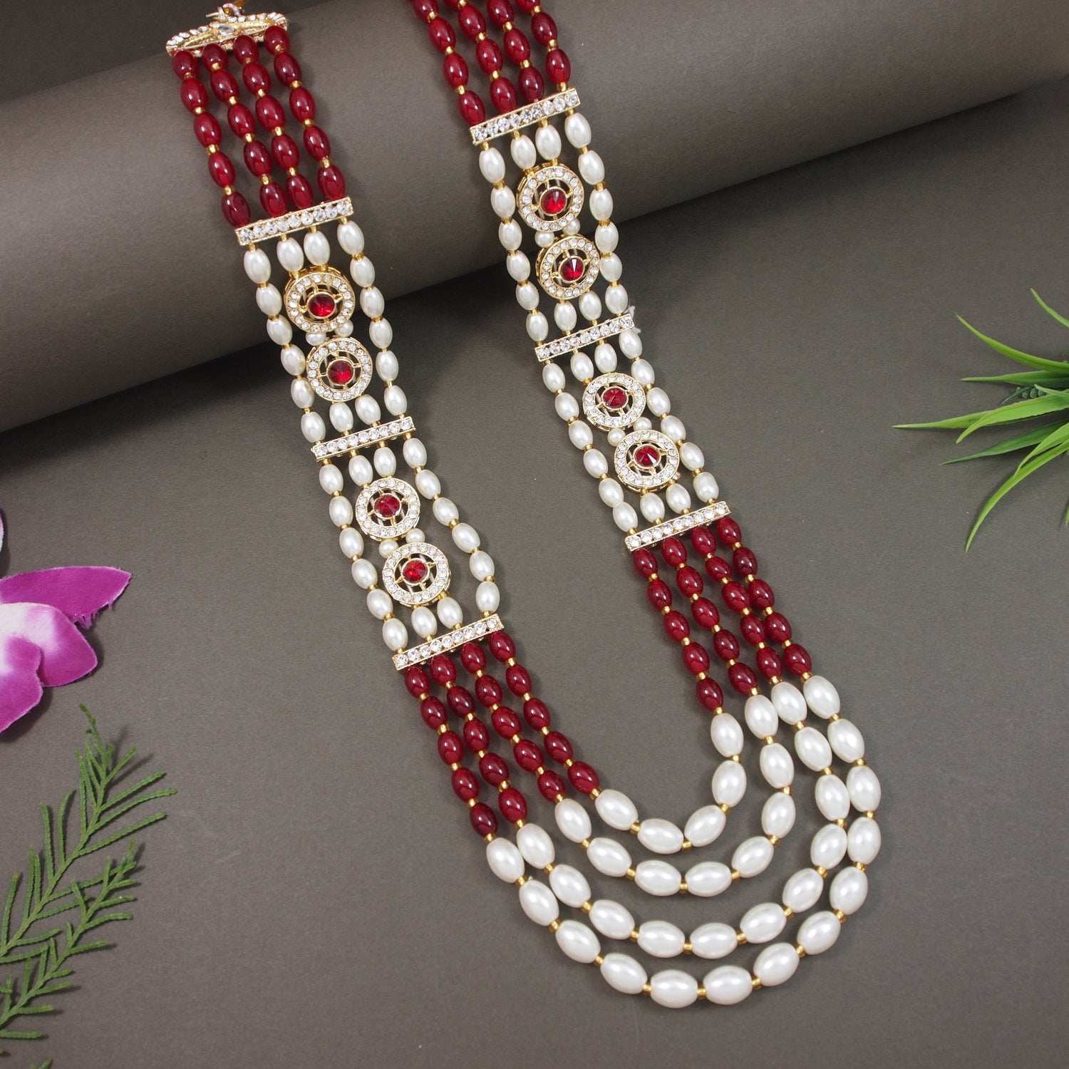Nivaan - Maroon Necklace For Men