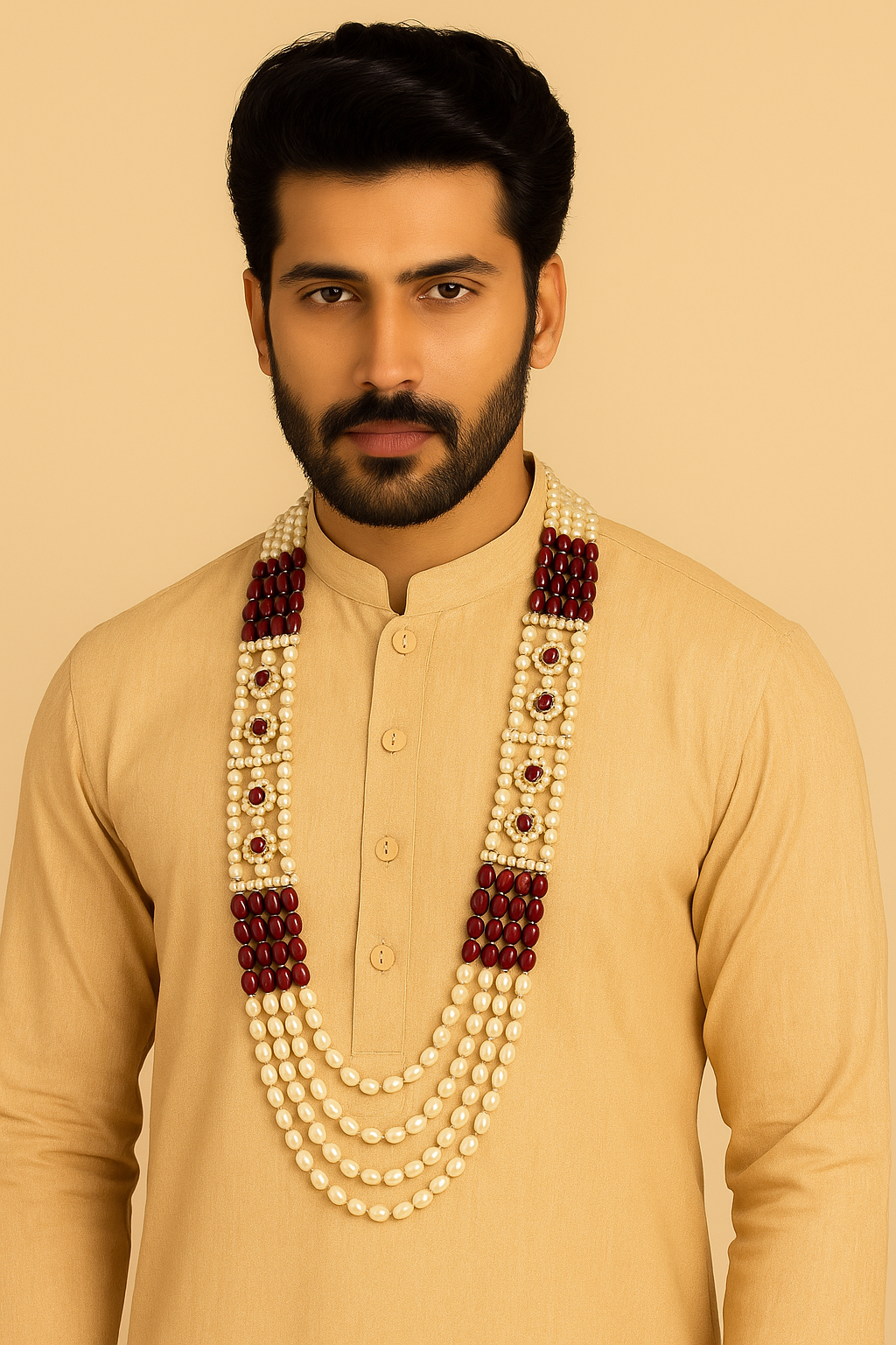 Nivaan - Maroon Necklace For Men