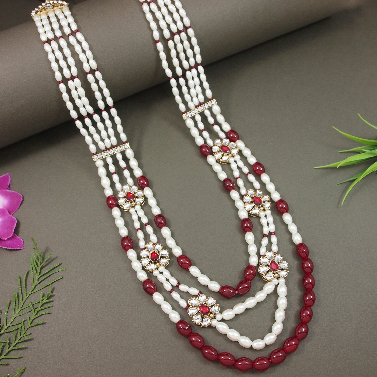 Shaurya - Maroon Necklace For Men