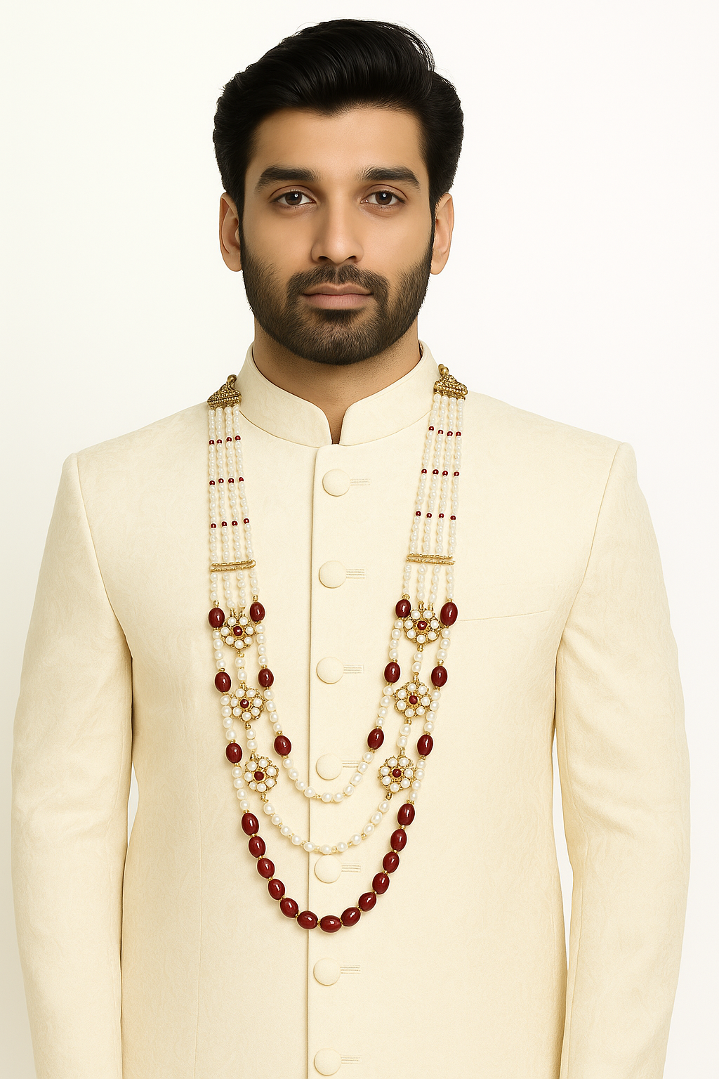 Shaurya - Maroon Necklace For Men