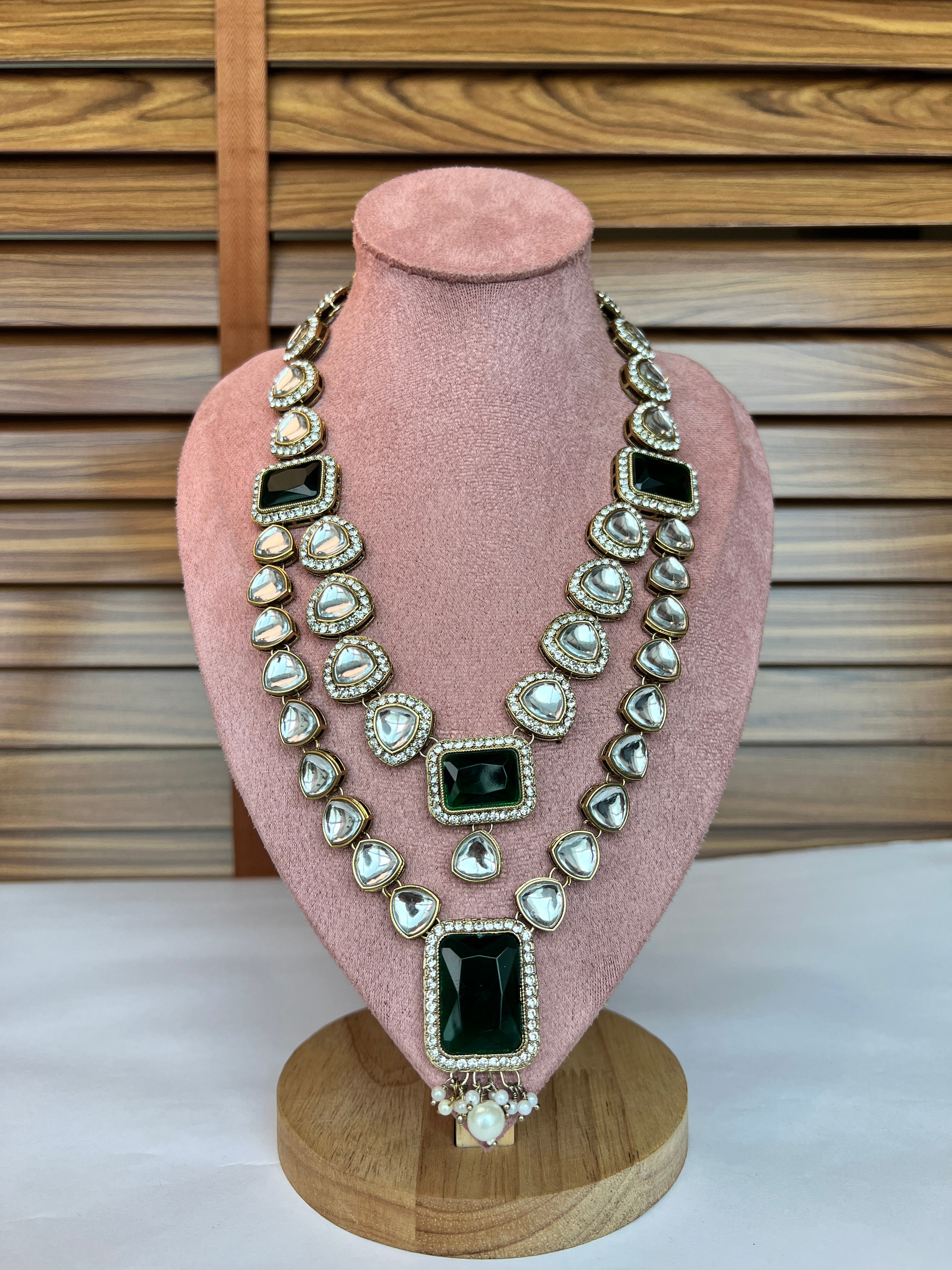 Aayansh - Traditional Kundan Style Dual Layer Groom Mala with Green Stones & Pearls