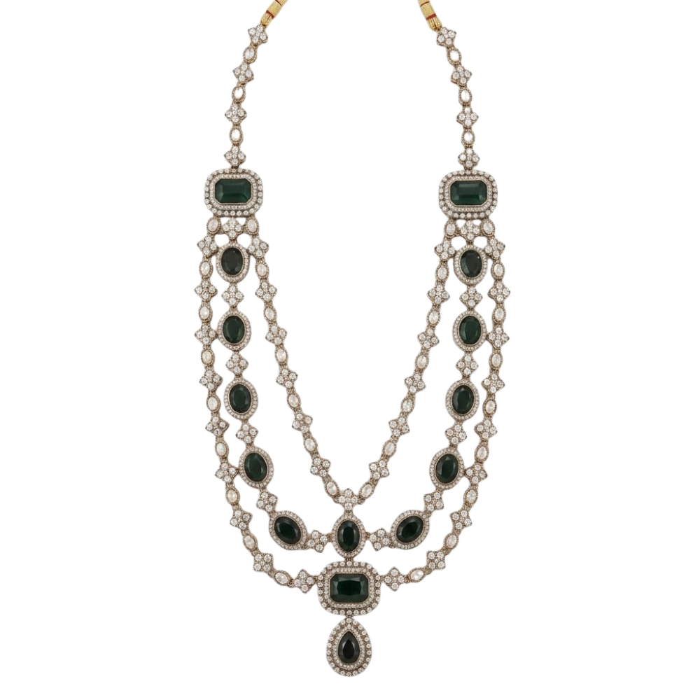 Lakshya- Royal Emerald Layered Mala