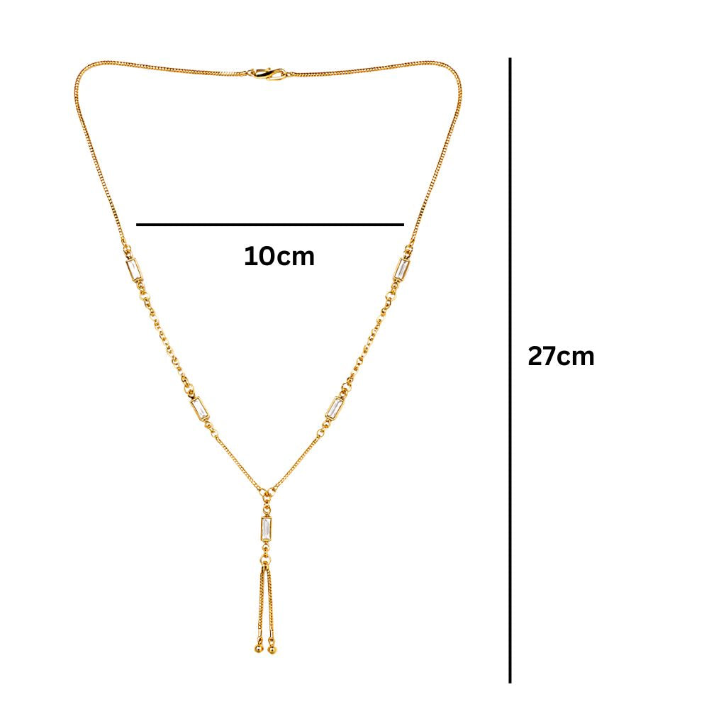 Lissa- Minimalist Gold Necklace with Baguette Stones