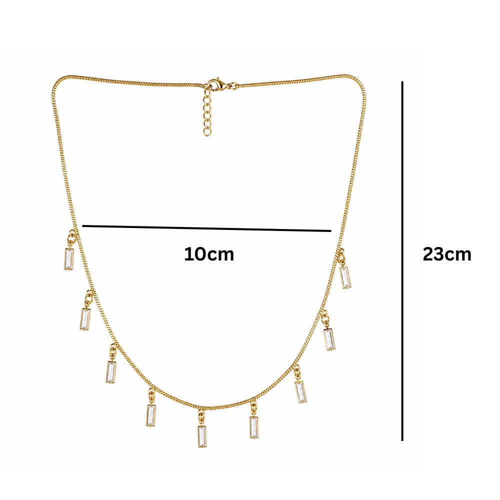 Leola- Elegant Baguette Stone Drop Necklace
