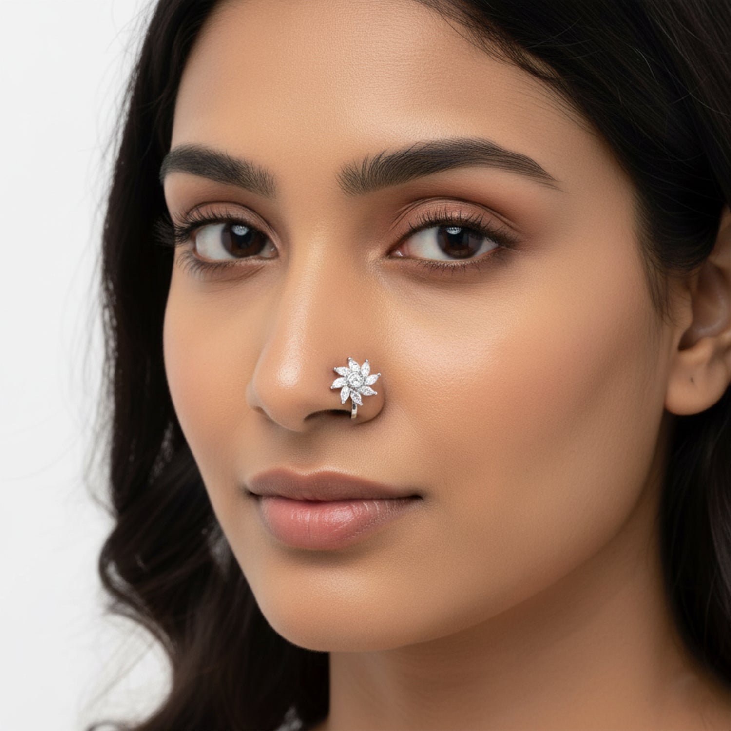 Aavisha - Stylish American Diamond Floral Nose Pin