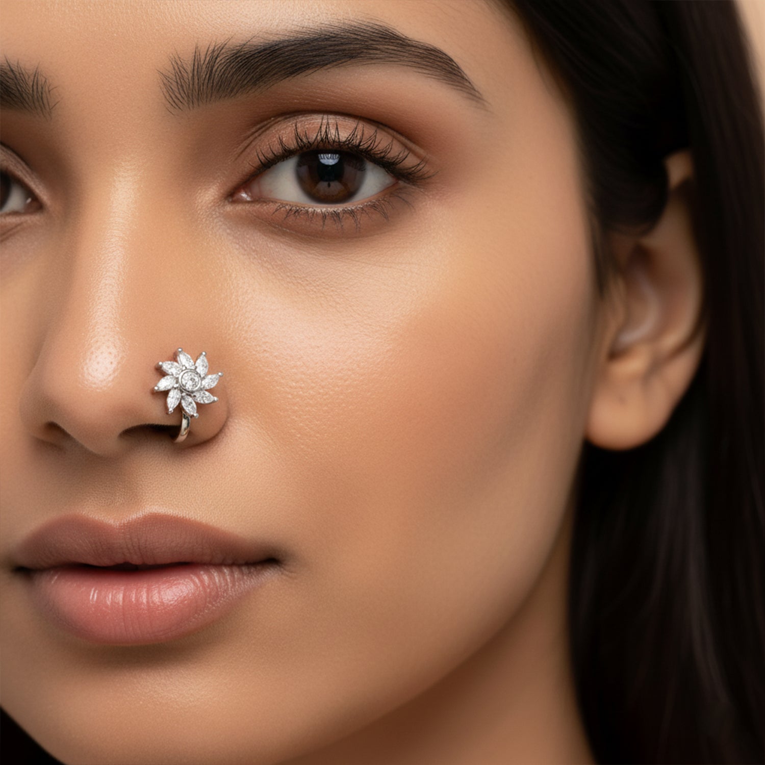 Raaya - Stylish American Diamond Floral Nose Pin