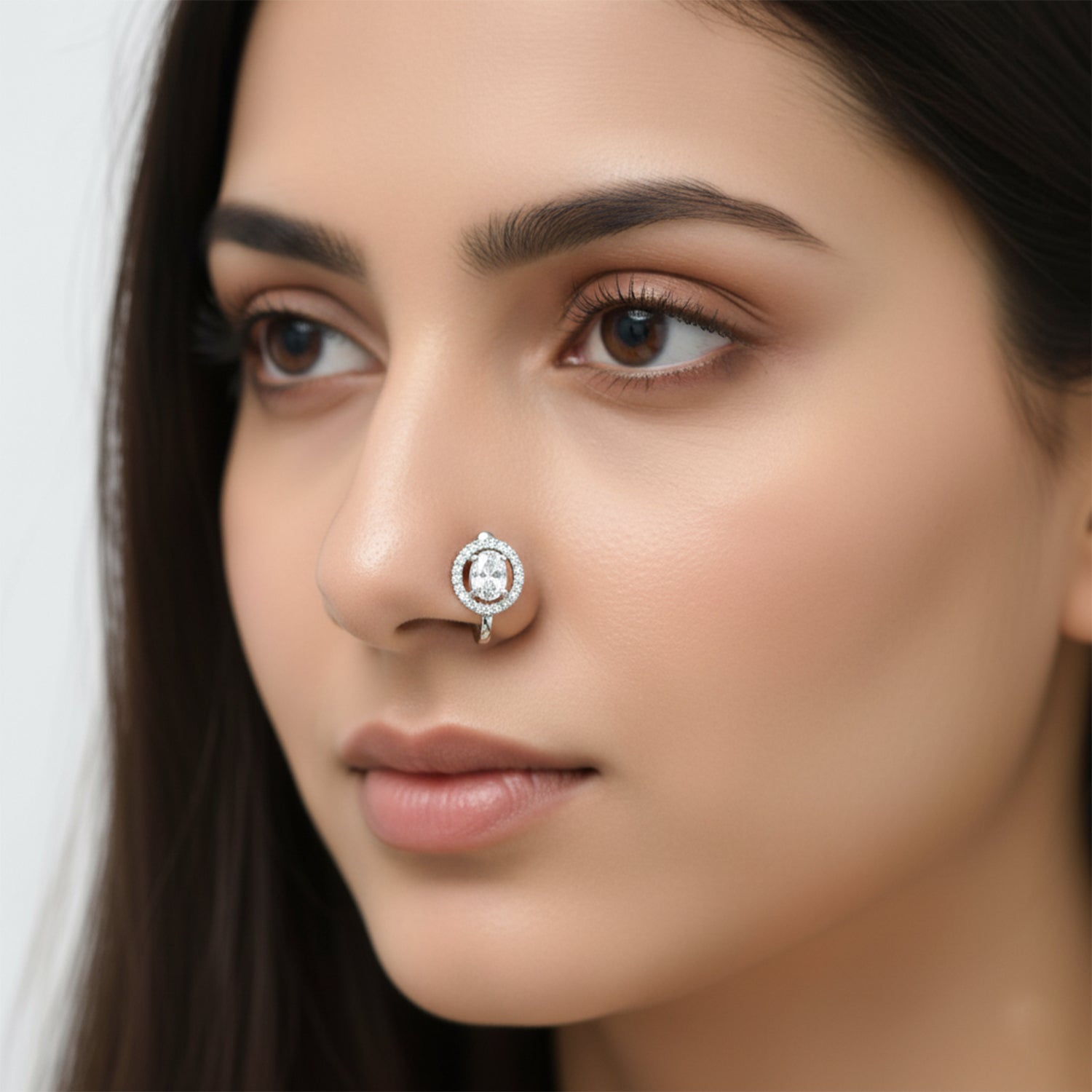 Yuti - Elegant Round American Diamond Nose Pin