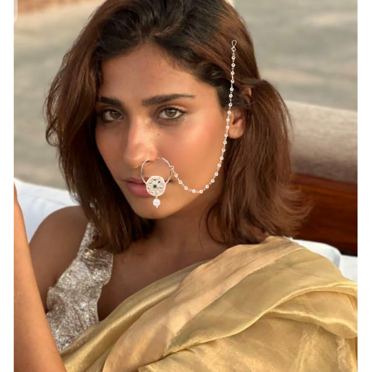 Palakshi - Green Nose Ring