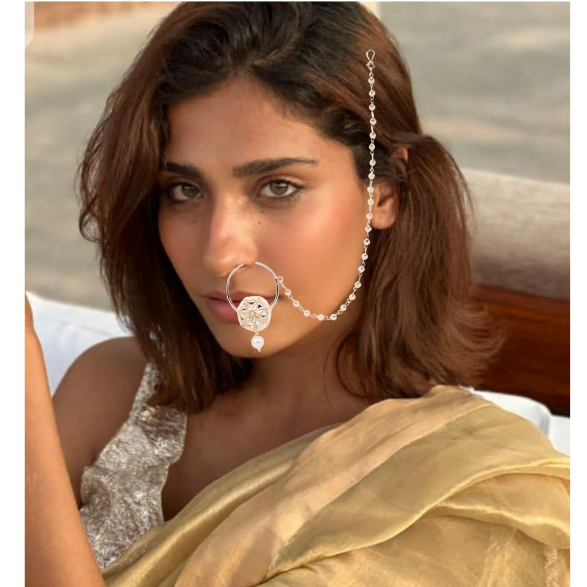 Palakshi - White Nose Rings