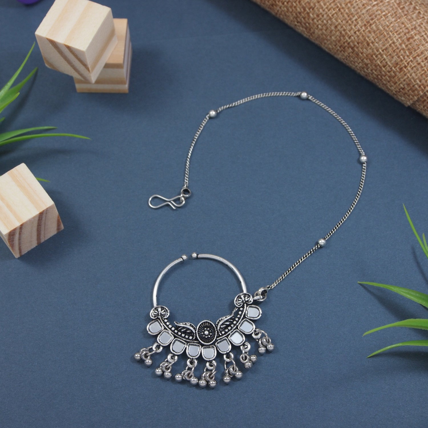 Hritvi Oxidised NoseRing