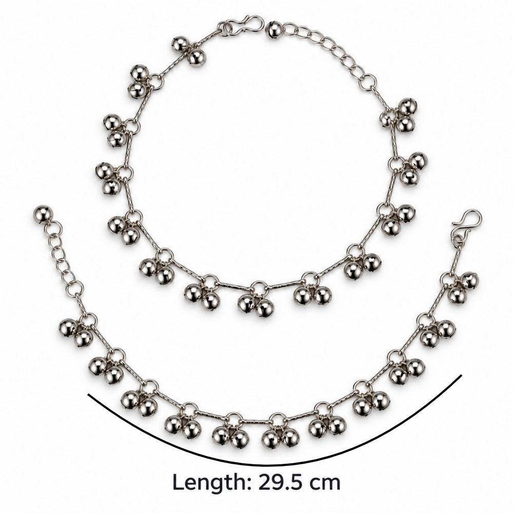 Sahya Oxidised Silver Ghungroo Anklets