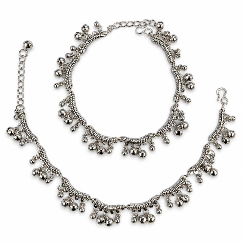 Sohra- Oxidised Silver Ghungroo Anklets