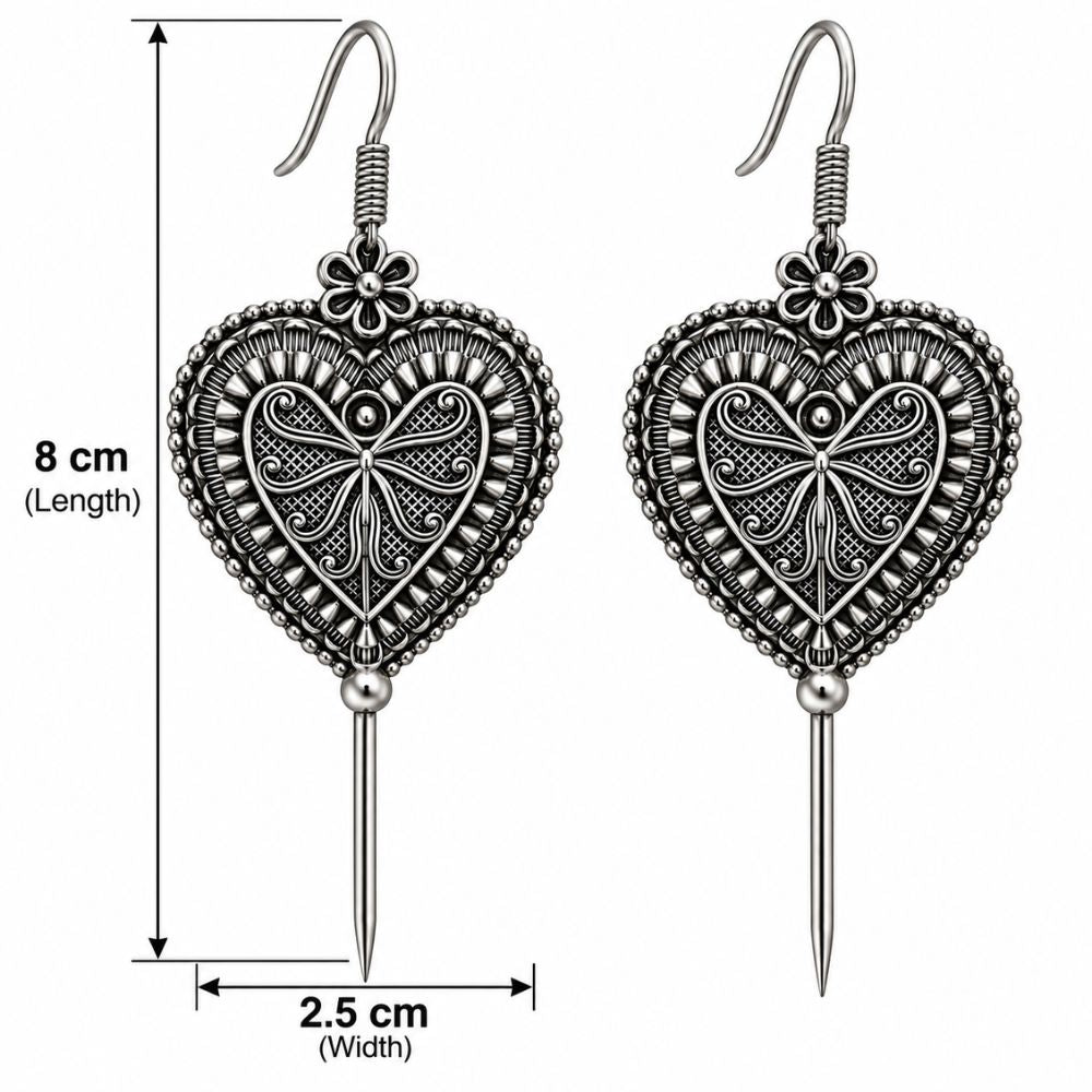 Naivika- Oxidised Silver Heart Bugadi Ear Cuff