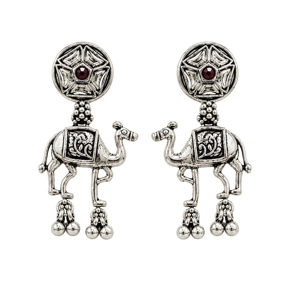 Prabhavi -Oxidised Silver Camel Charm Necklace Set