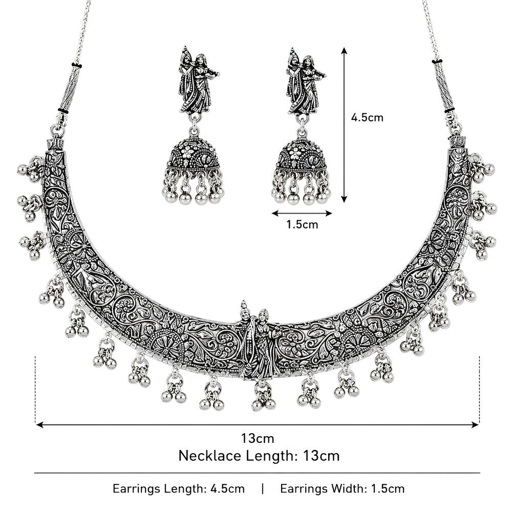 Kishori- Oxidised Silver Radha Krishna Choker Set