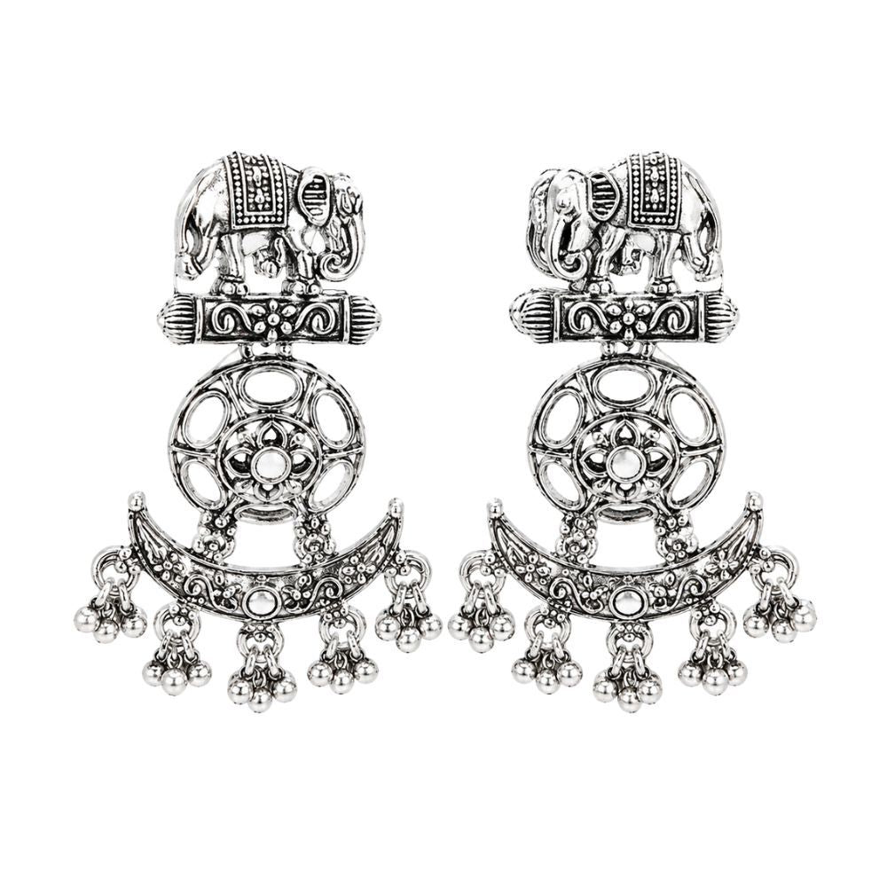 Vaelika- Oxidised Silver Elephant Necklace Set