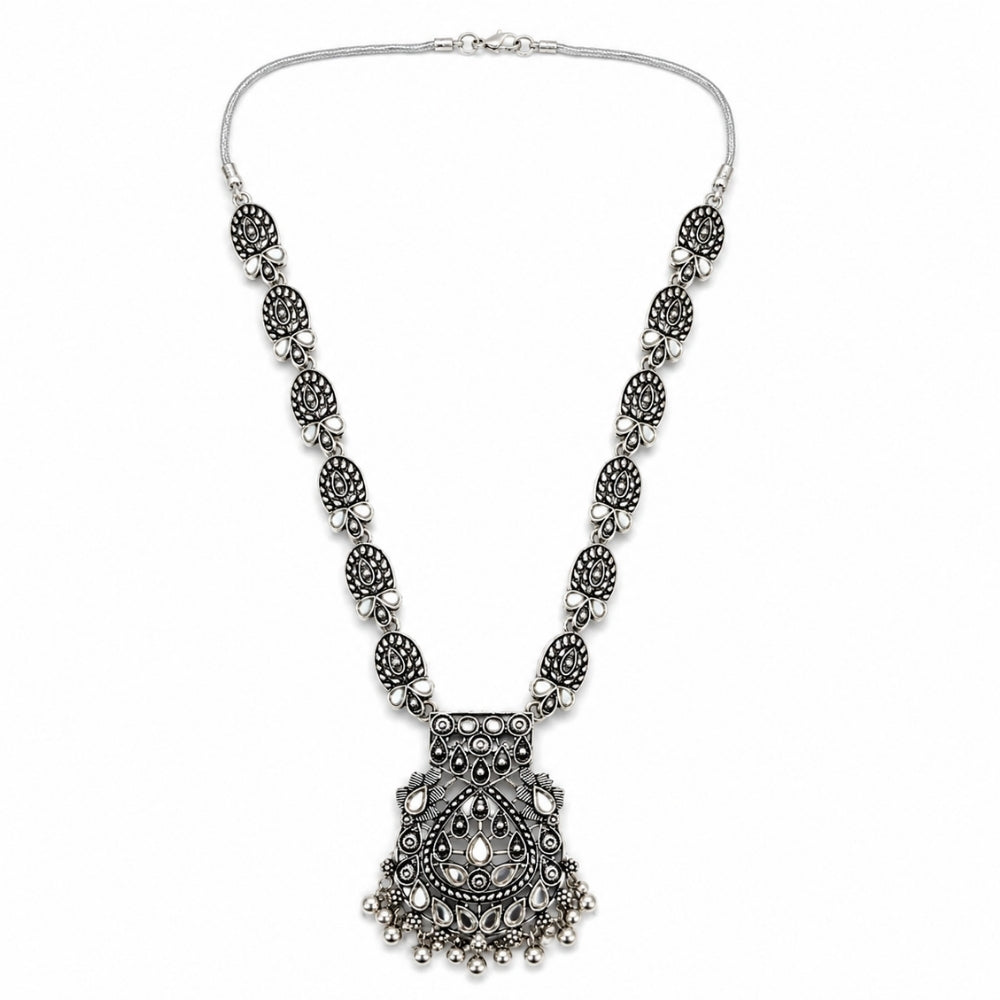 Aruvi- Oxidised Silver Statement Necklace Set