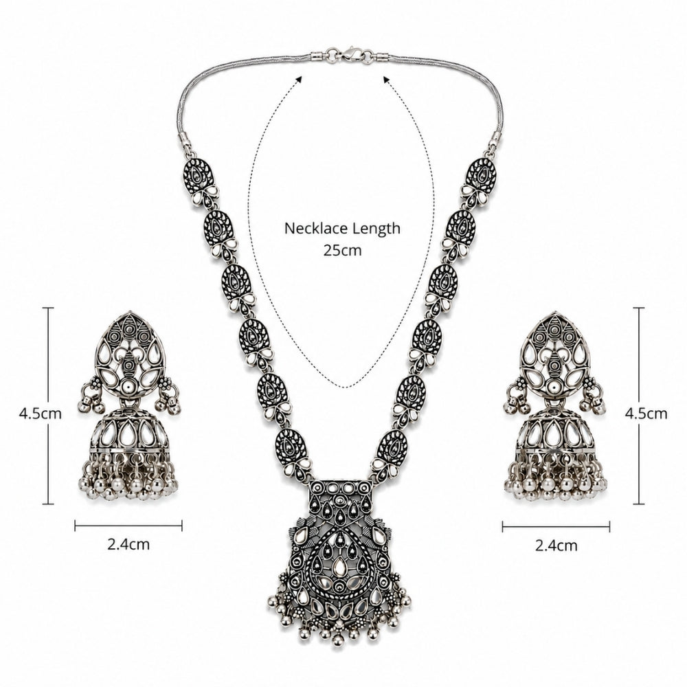 Aruvi- Oxidised Silver Statement Necklace Set