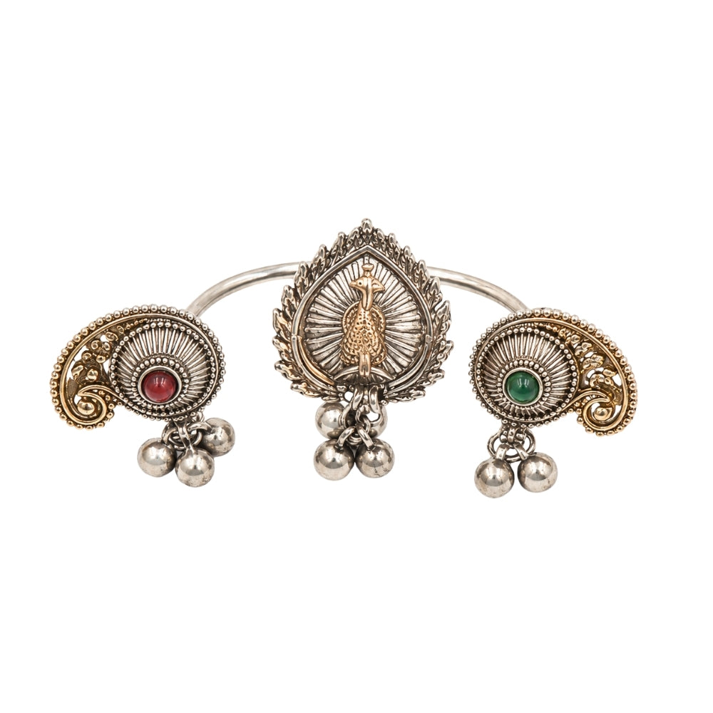 Akshita- Oxidised Peacock Motif Statement Ring