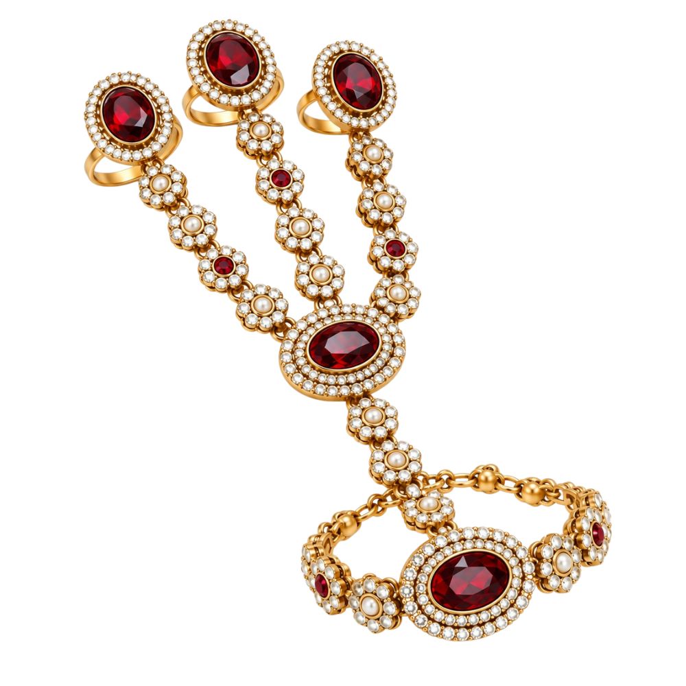 Reema- Maroon Stone Three-Finger Hath Panja