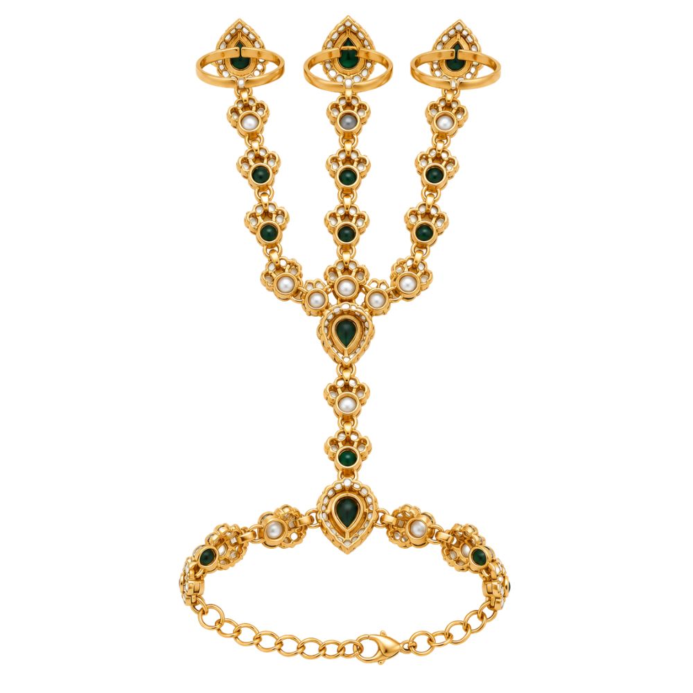 Himali- Green Teardrop Three-Finger Hath Panja