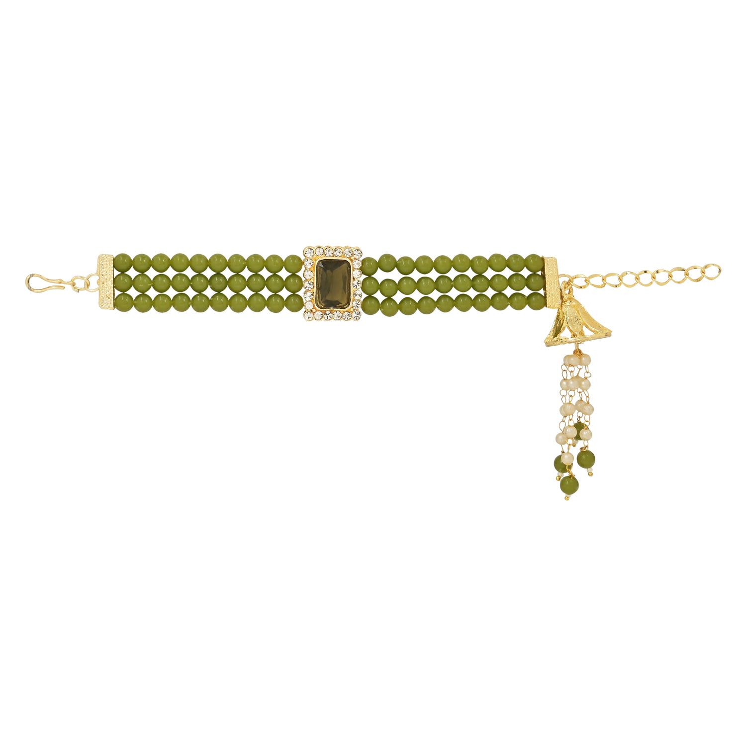 Elegant Bhaiya Bhabhi Lumba & Pearl Rakhi With Roli Chawal & Card