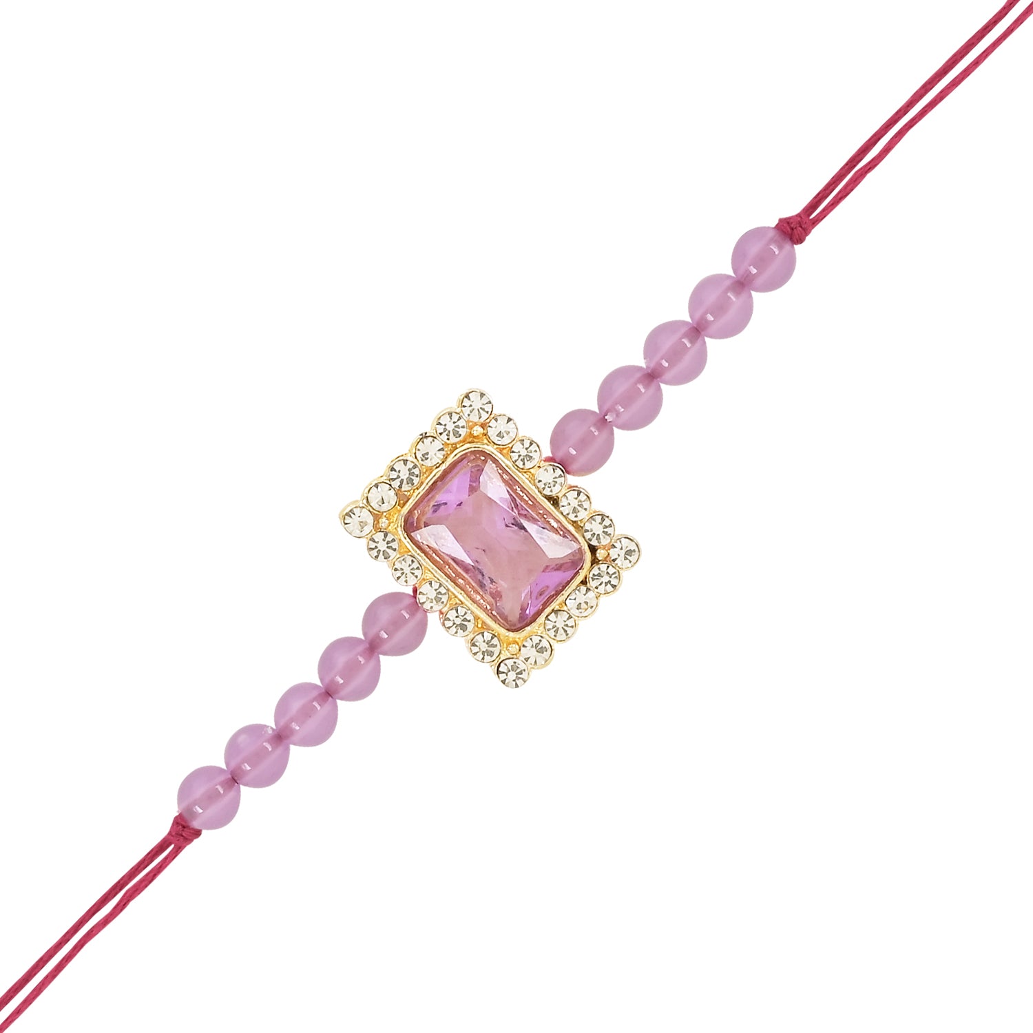 Elegant Bhaiya Bhabhi Lumba & Pearl Rakhi With Roli Chawal & Card