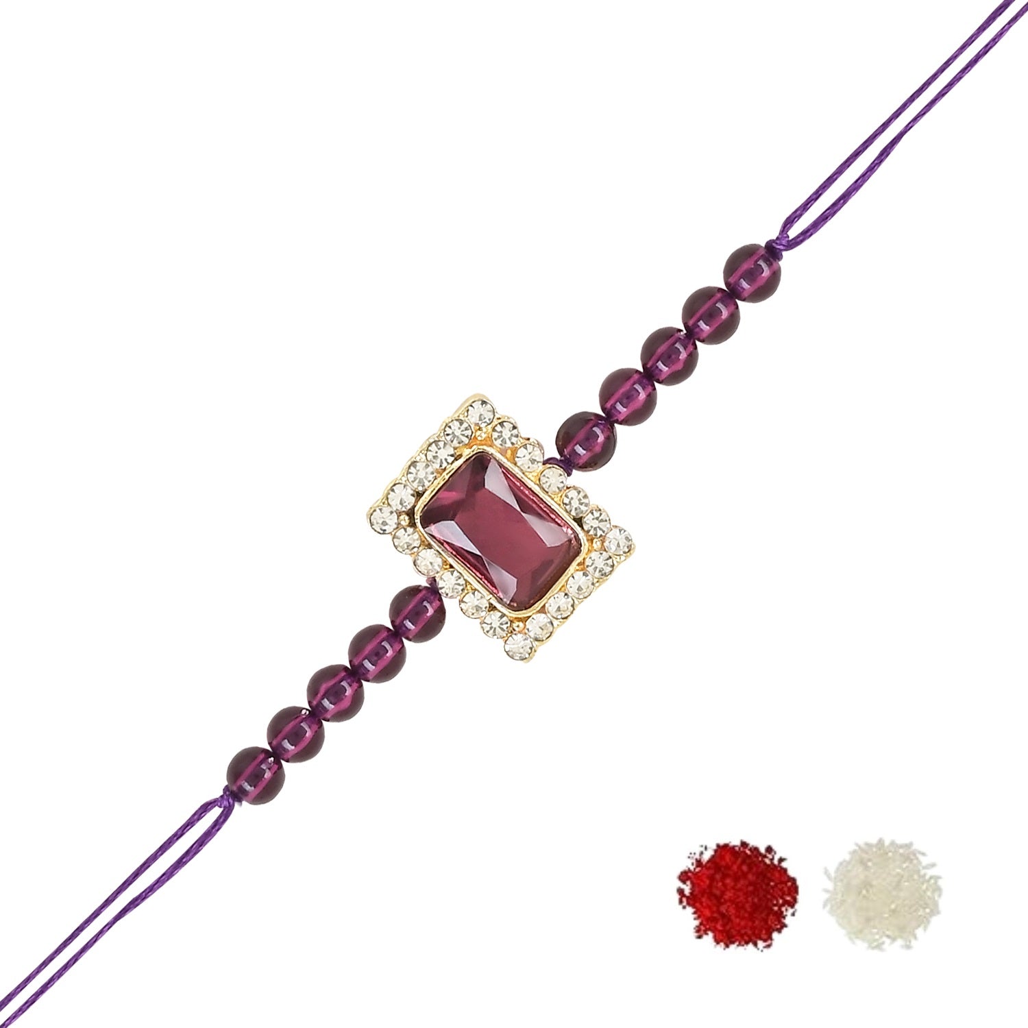 Beautiful Pearl Beads Rakhi with Roli Chawal & Card