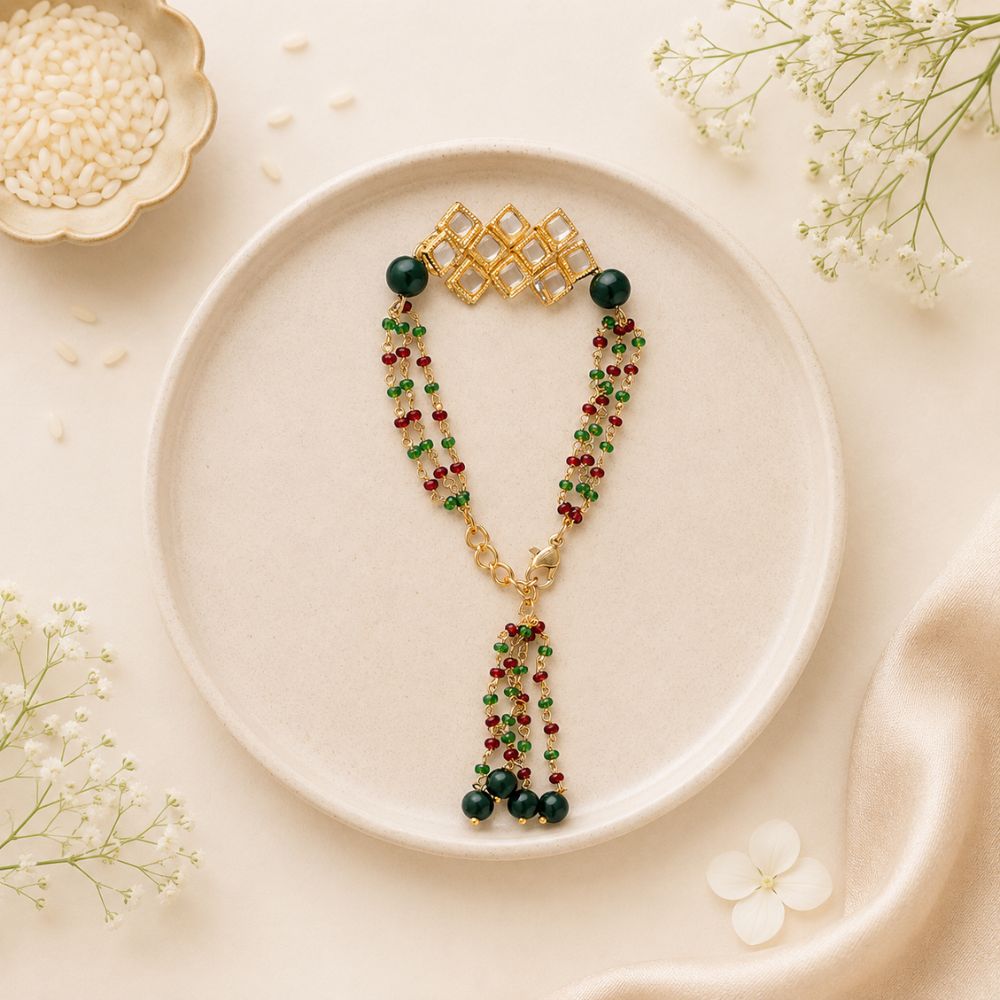 Gold Plated Hanging Pearl Studded Bracelet