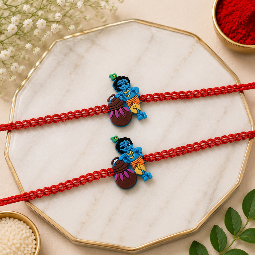 Adorable Kid's Little Krishna Cartoon character Combo Rakhi (Pack Of 2)
