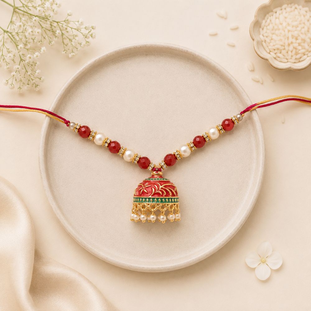Gold Plated Hanging Meenakri Pearl Studded Bracelet