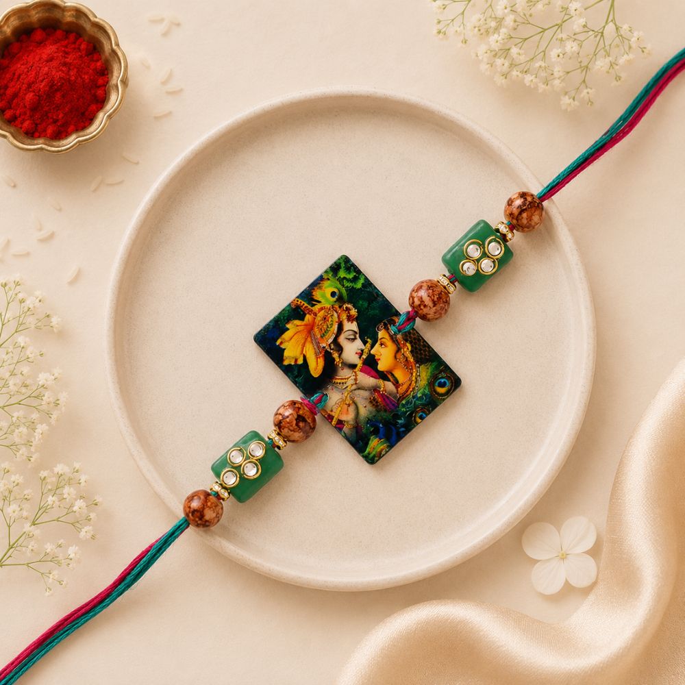 Radha Krishna Pearl Rakhi for Brother