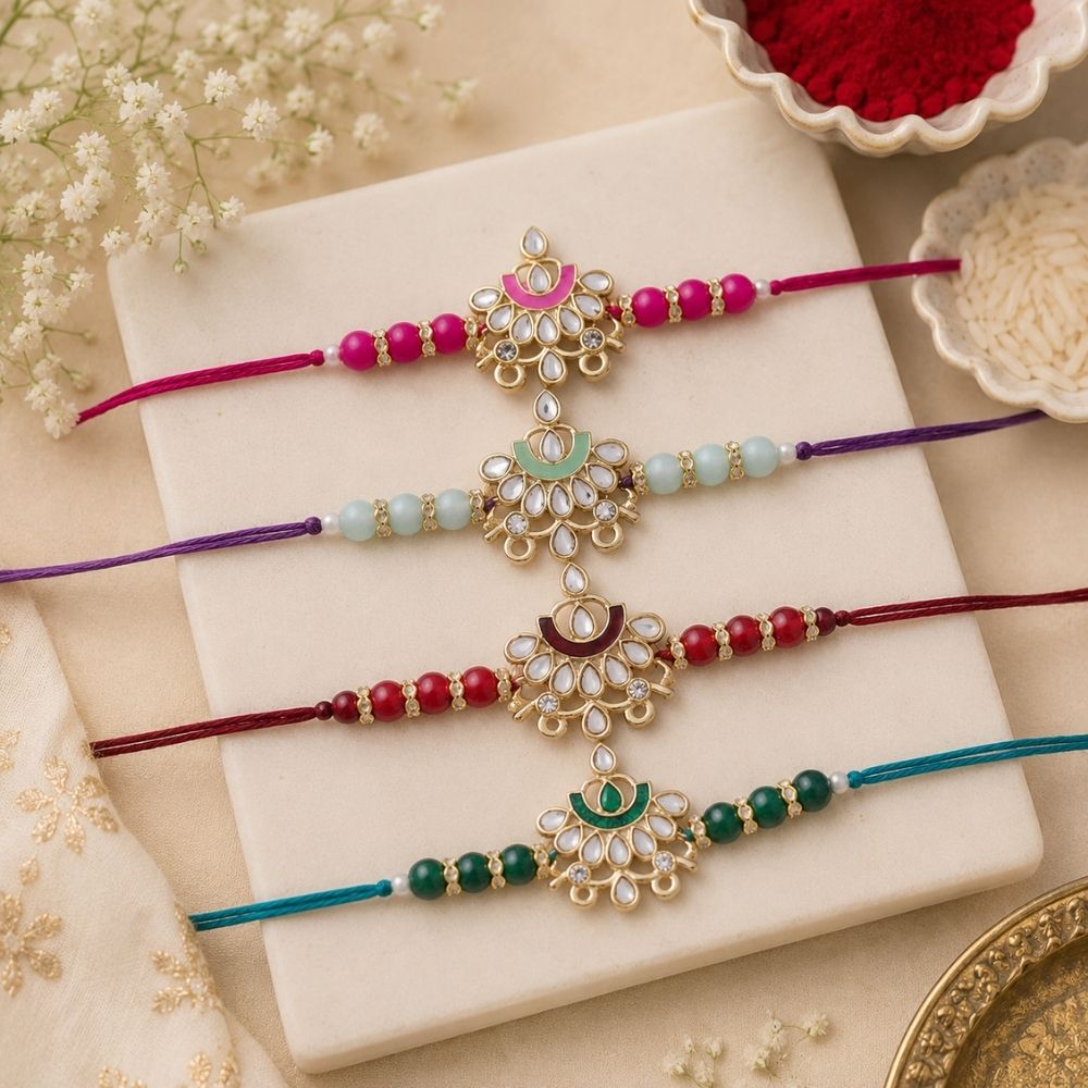 Designer Pearl Beads Studded Rakhi Bracelet for Brother/ Bhaiya