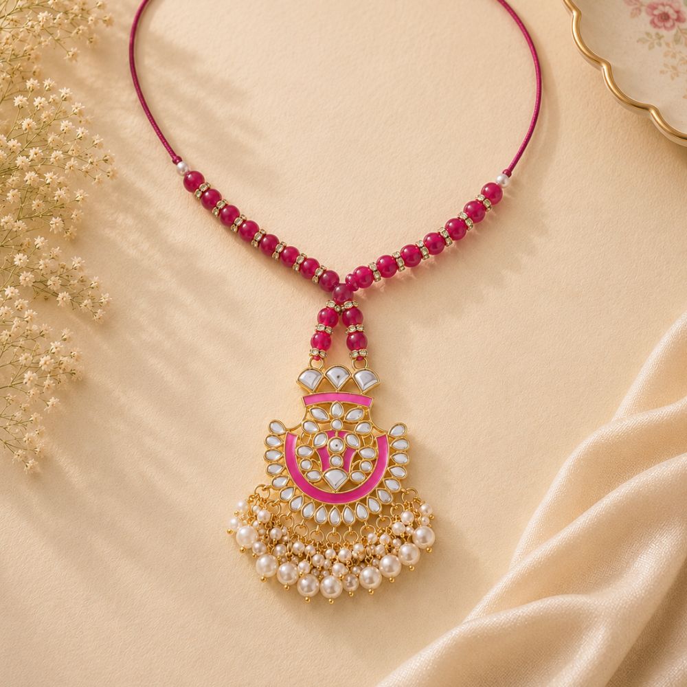 Gold Plated Designer Kundan Pearl Bracelet