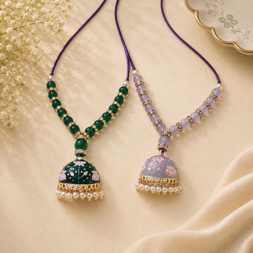 Gold Plated Designer Lumba Kundan Pearl Rakhi For Bhabhi