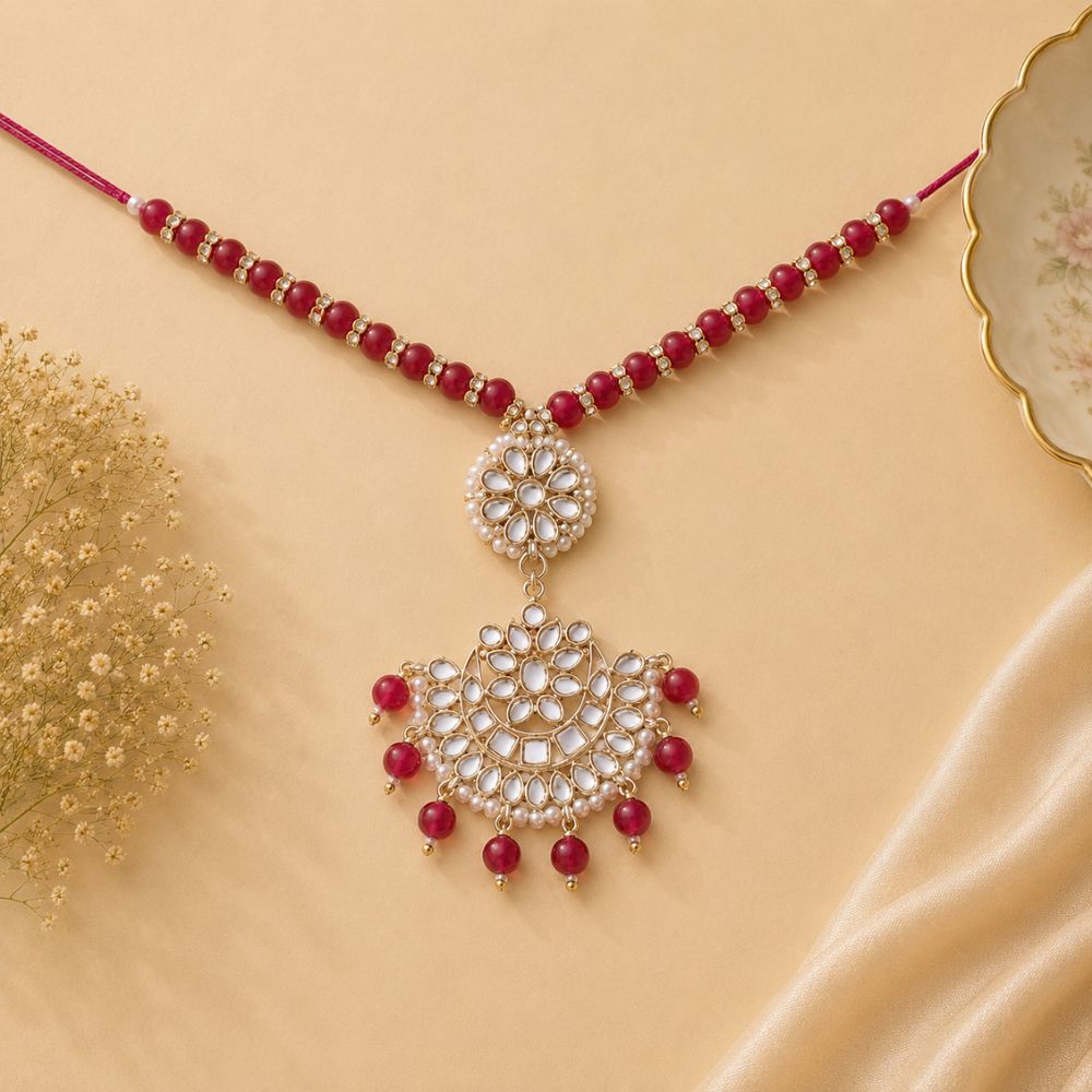 Gold Plated Designer Kundan Pearl Bracelet