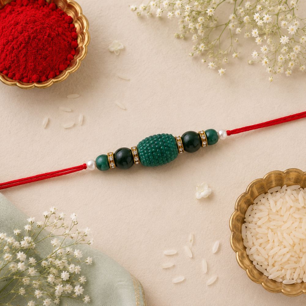 Designer Pearl Beads Studded Rakhi Bracelet for Brother/ Bhaiya