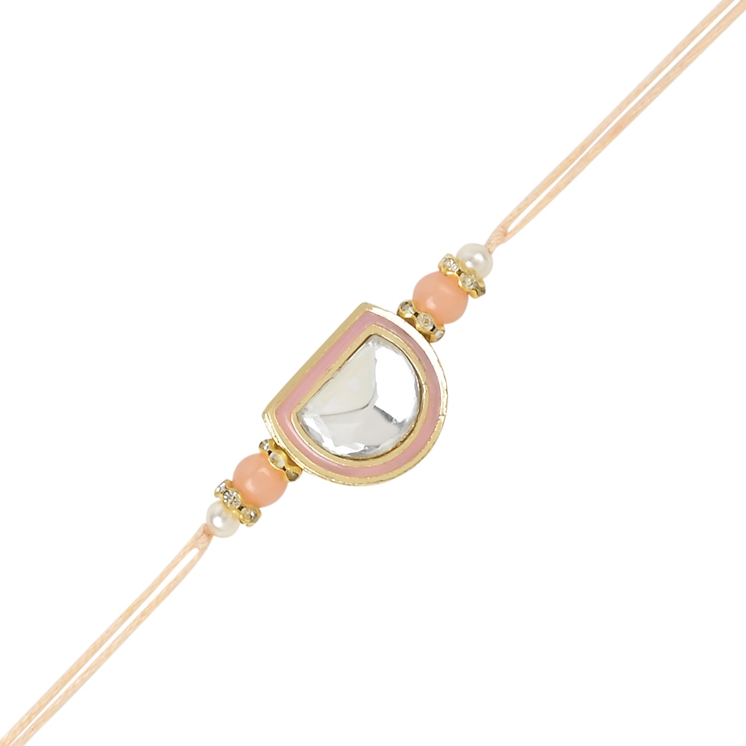 Dazzling Pearl Kundan Stone Rakhi with Roli Chawal & Card (Pack of 3)