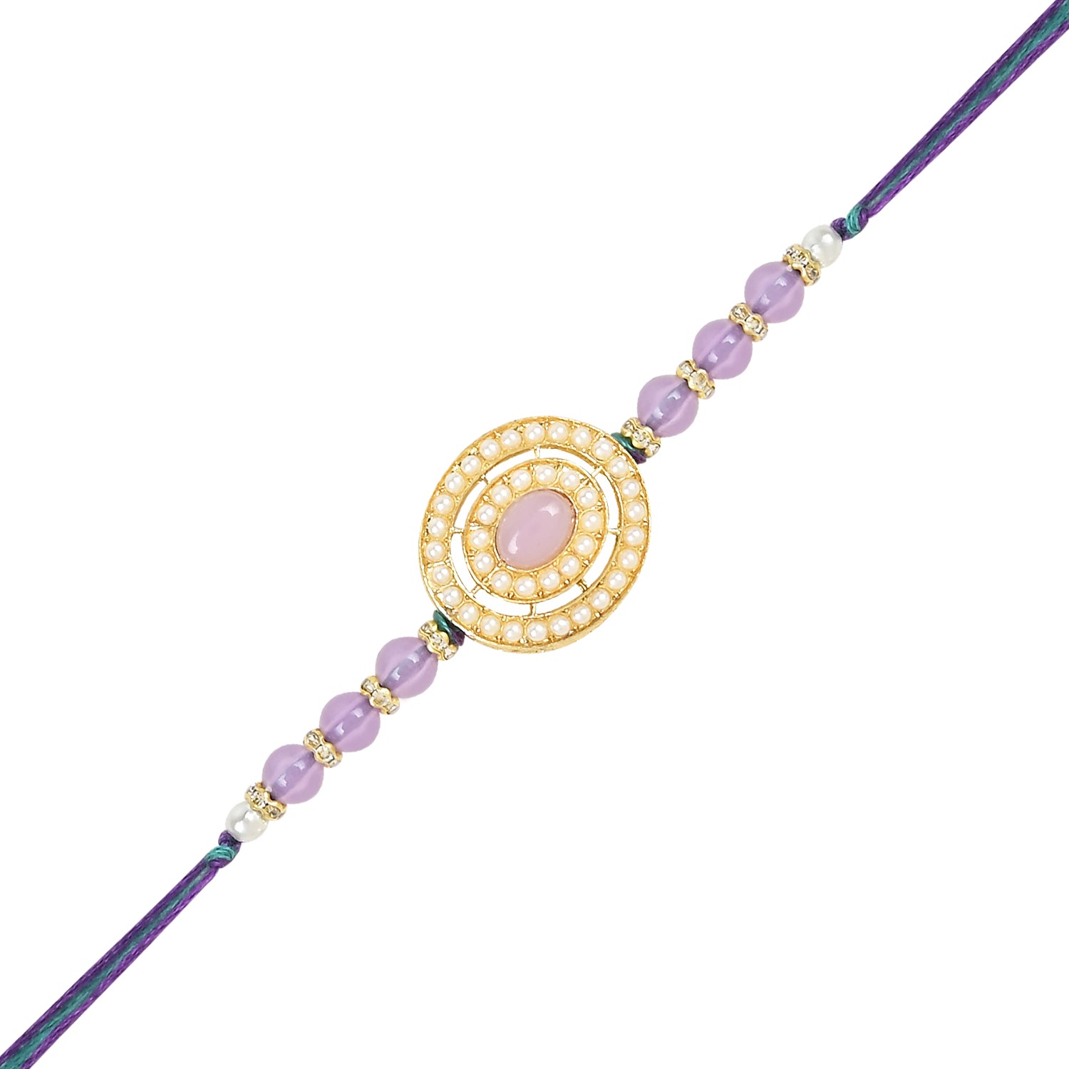 Beautiful Pearl Beads Rakhi with Roli Chawal & Card (Pack of 2)