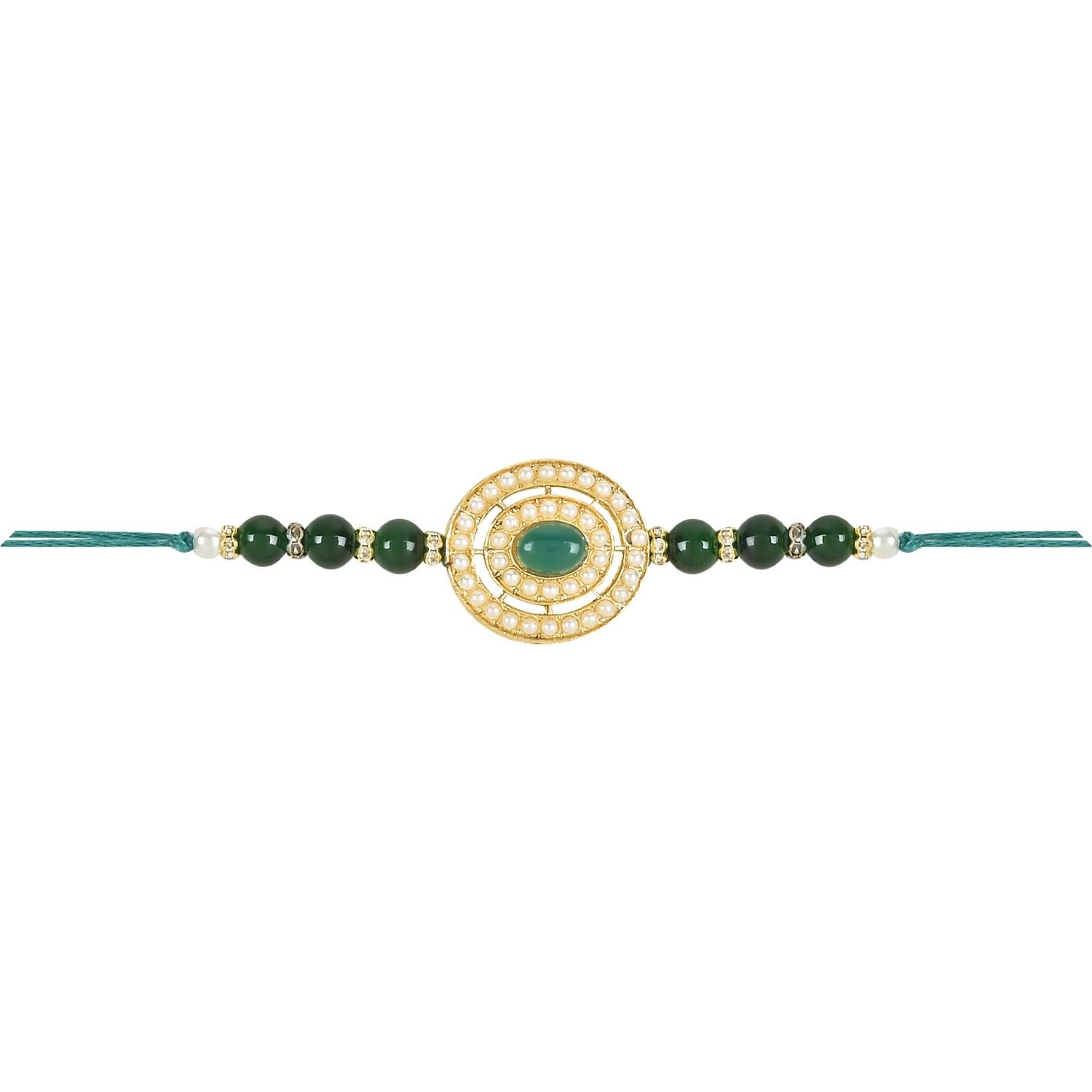 Beautiful Pearl Beads Rakhi with Roli Chawal & Card