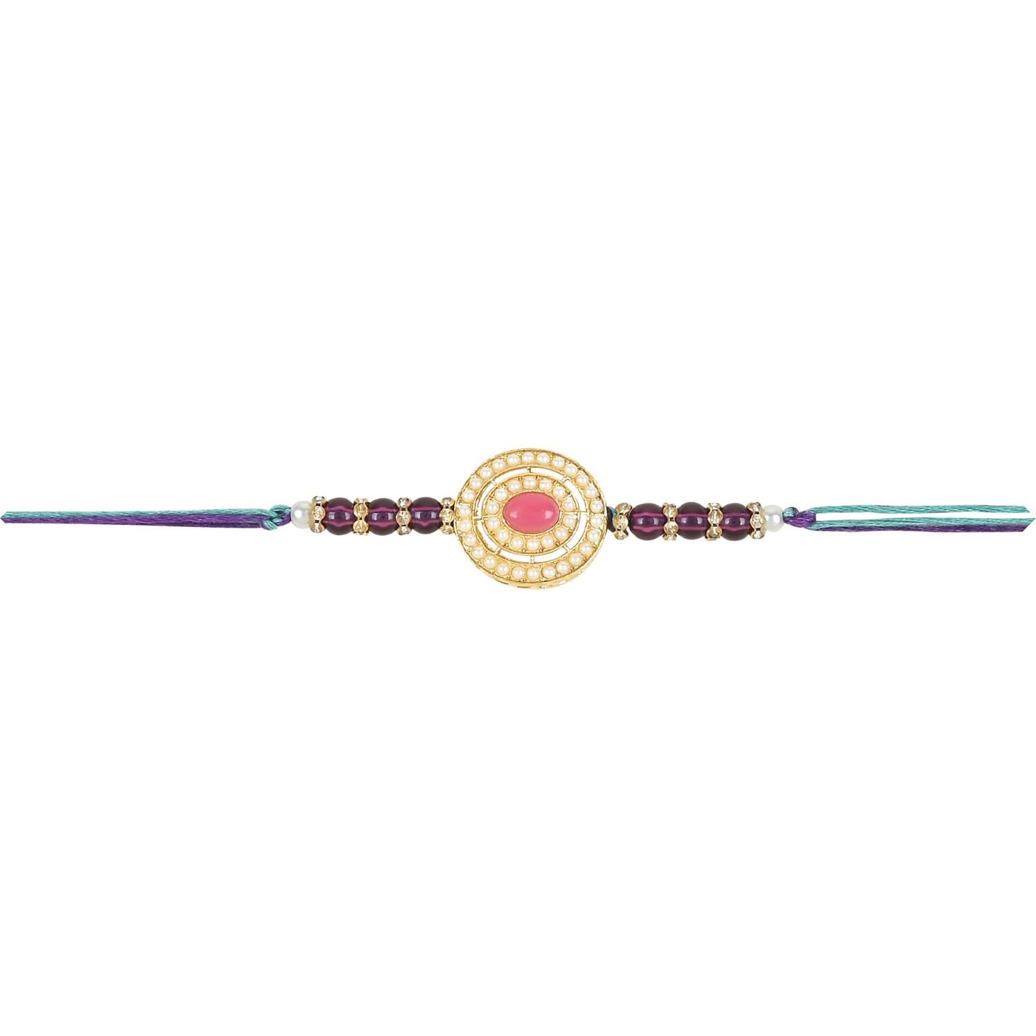 Beautiful Pearl Beads Rakhi with Roli Chawal & Card