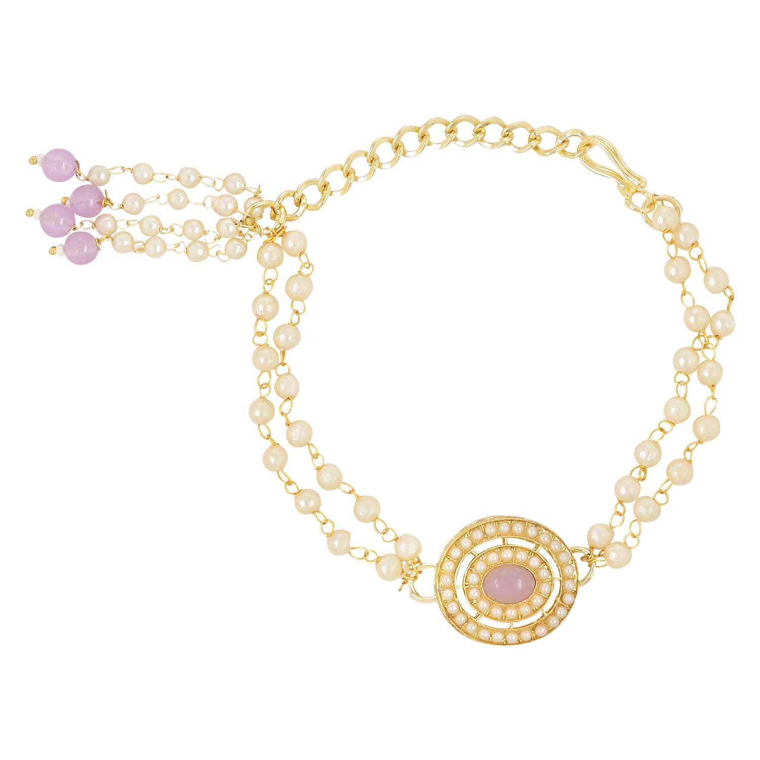 Elegant Bhaiya Bhabhi Lumba Pearl & Rakhi With Roli Chawal & Card