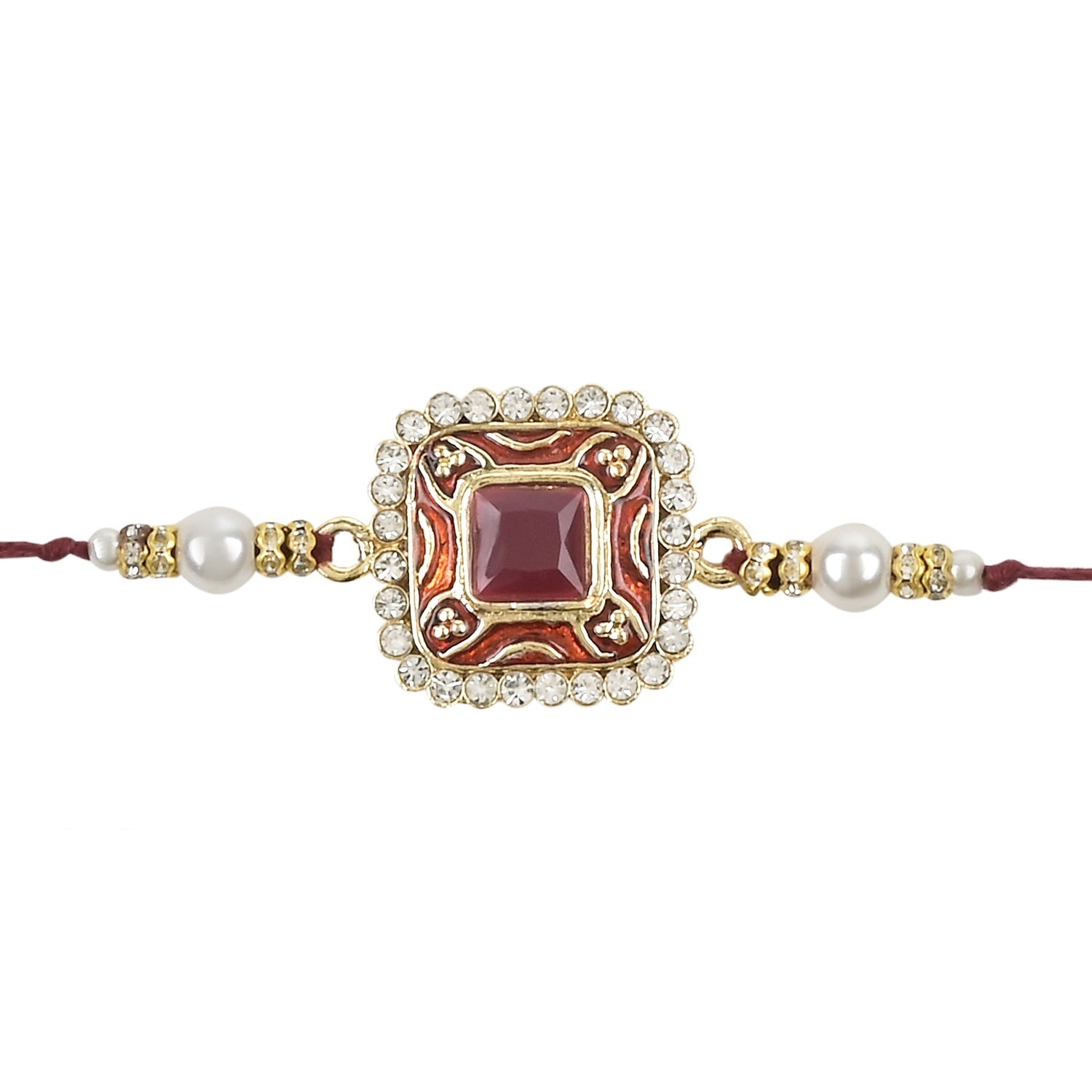 Colourful Beads And Meenakari Rakhi with Roli Chawal & Card (Pack of 2)