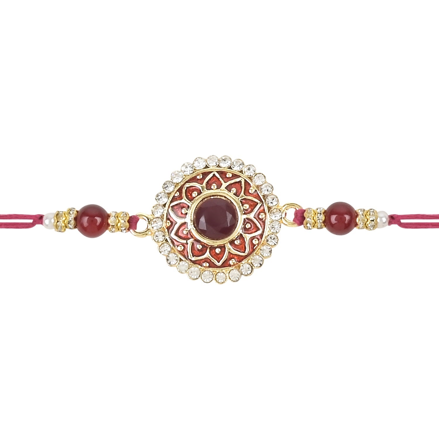 Colourful Beads And Meenakari Rakhi with Roli Chawal & Card (Pack of 2)