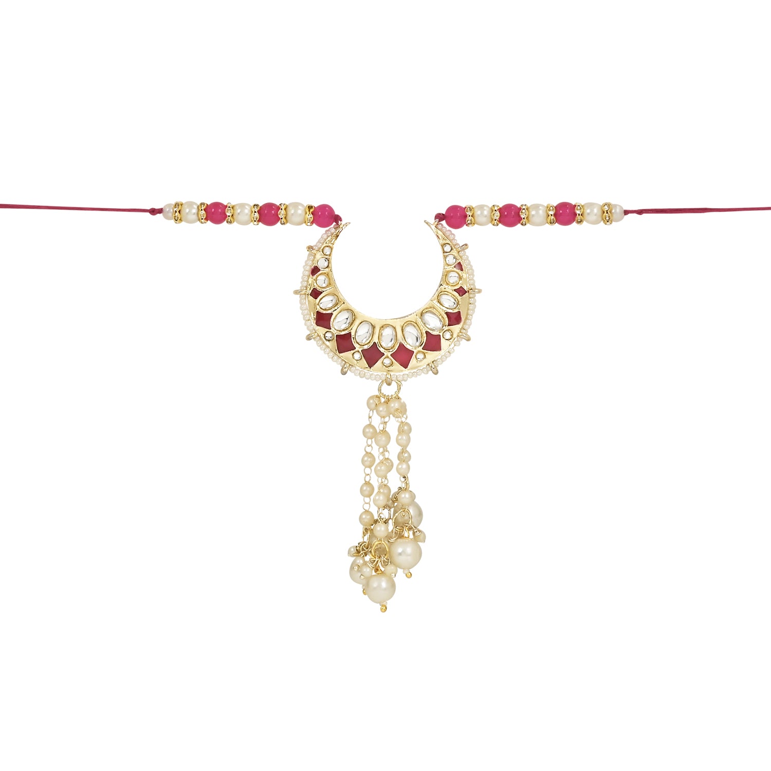 Elegant Bhaiya Bhabhi Lumba & Pearl Rakhi With Roli Chawal & Card