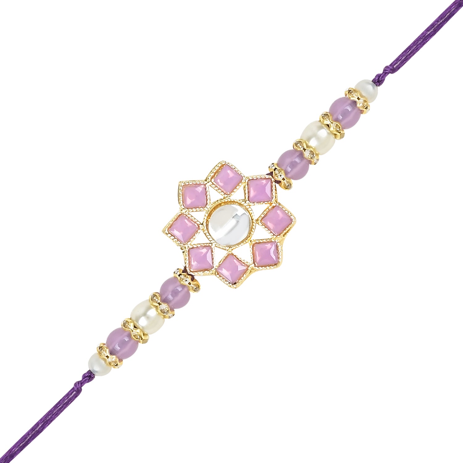 Elegant Bhaiya Bhabhi Lumba Pearl & Rakhi With Roli Chawal & Card