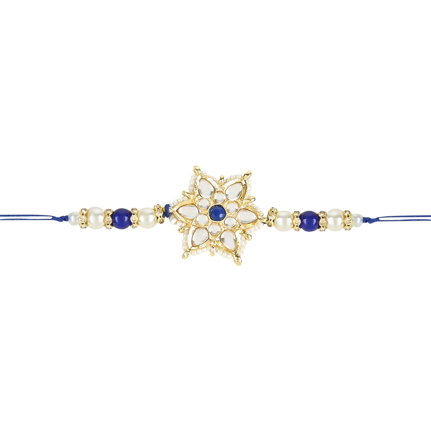 Beautiful Kundan & Pearl Rakhi with Roli Chawal & Card
