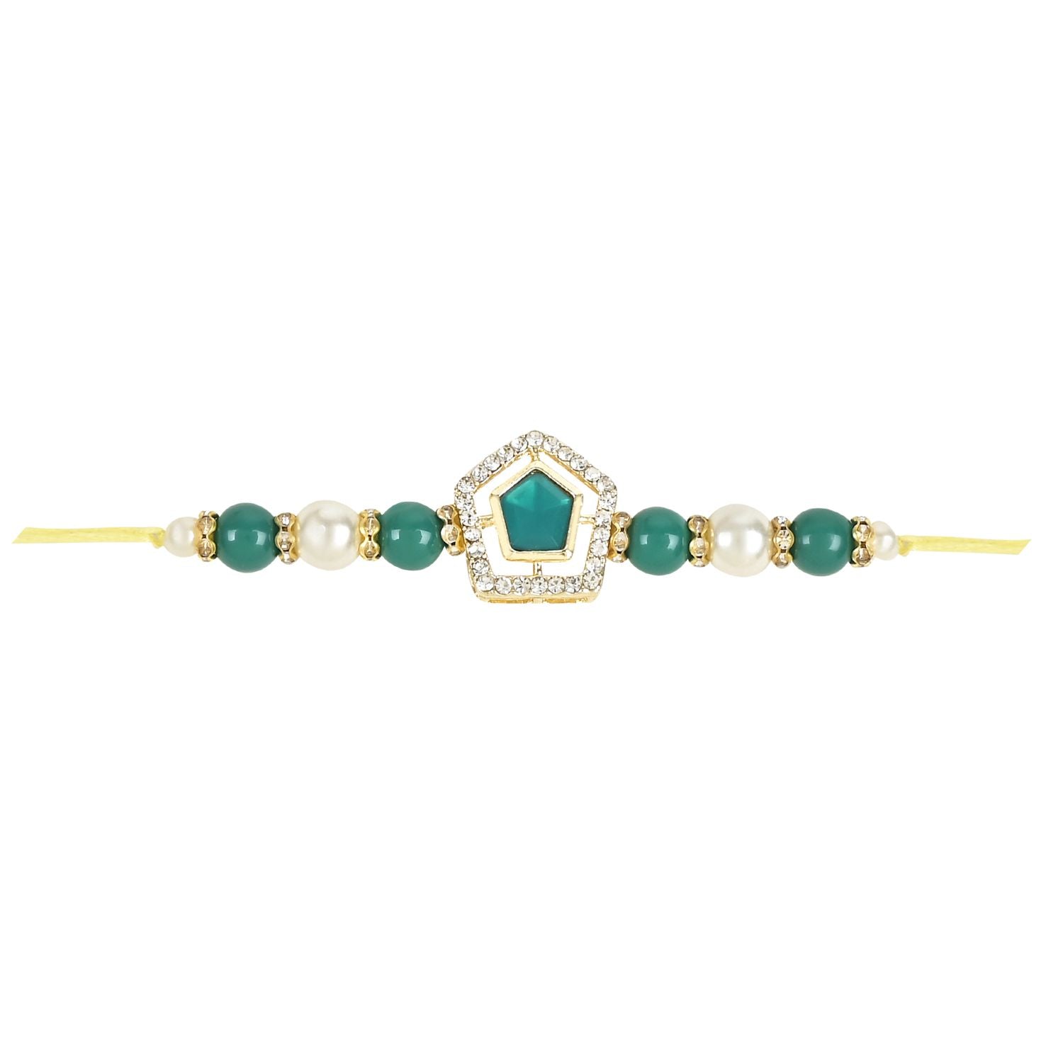 Beautiful Kundan & Pearl Rakhi with Roli Chawal & Card